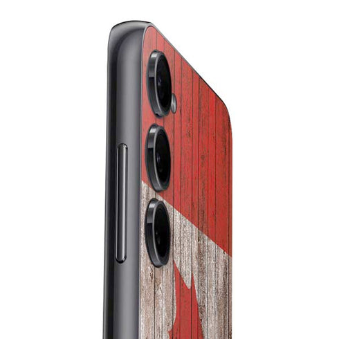 Canadian Flag Dark Wood Galaxy A14 5G Skin